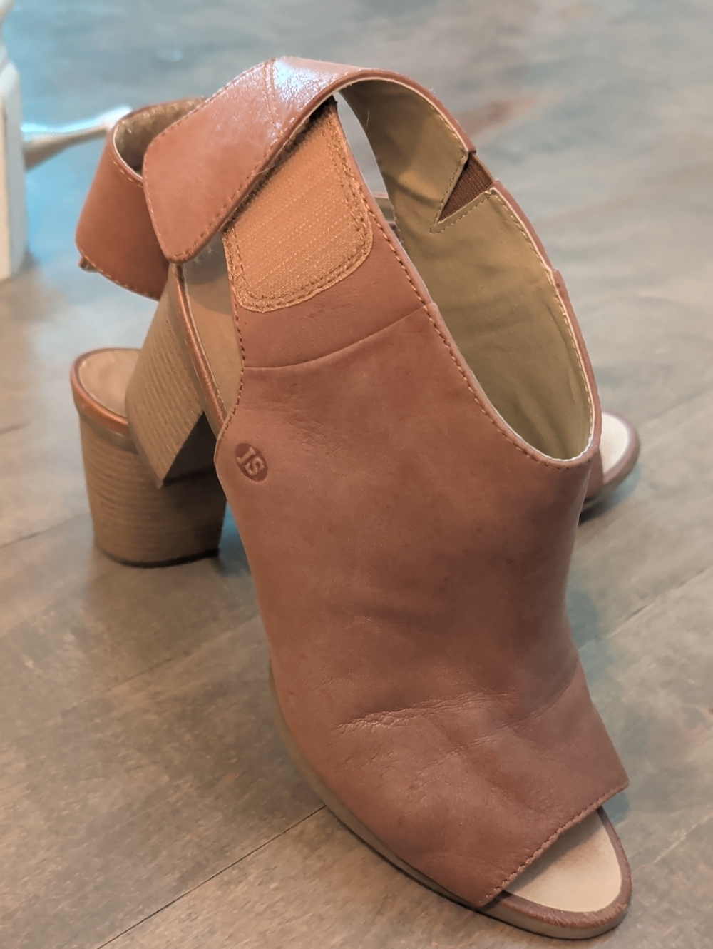 Josef Seibel Brown Peep-Toe Block Heel Sandals